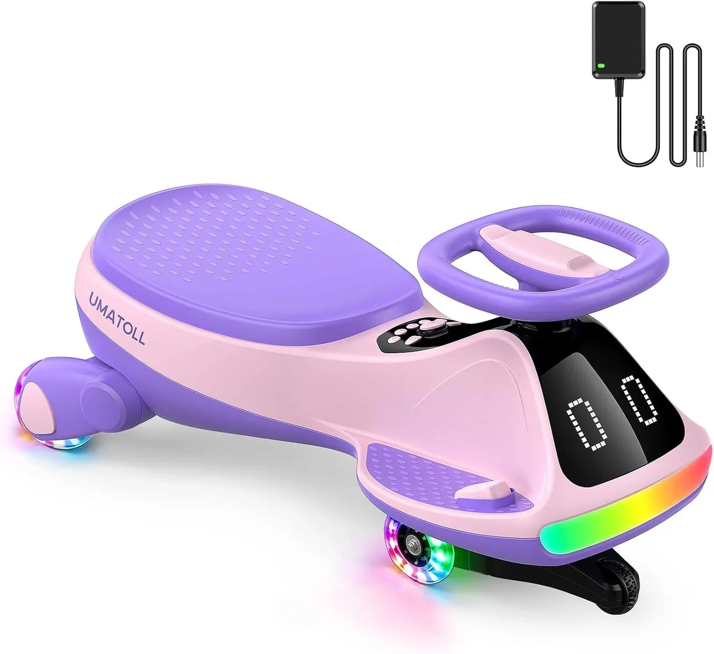 12V Electric Wiggle Car for Kids Ages 3+ | LED Lights, Bluetooth Music & Dual Ride Modes