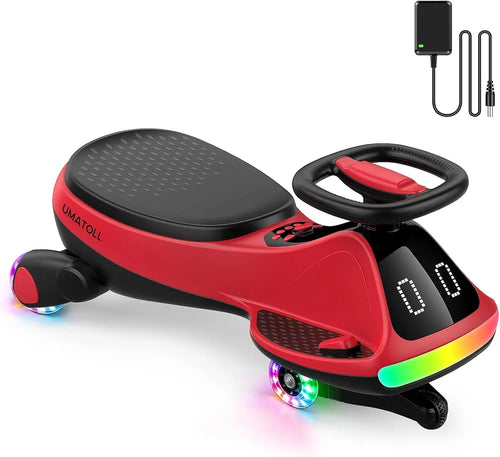 12V Electric Wiggle Car for Kids Ages 3+ | LED Lights, Bluetooth Music & Dual Ride Modes