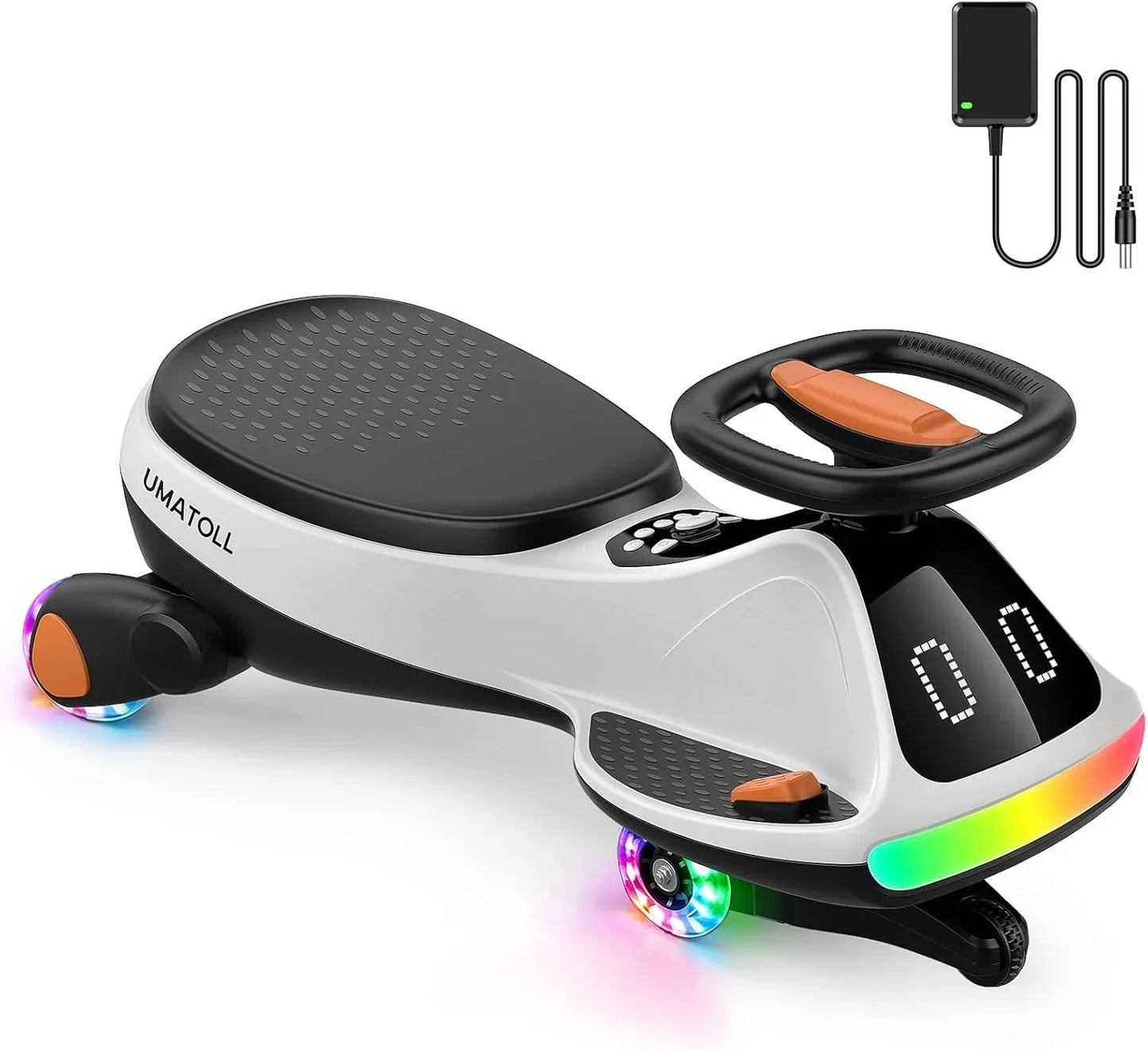 12V Electric Wiggle Car for Kids Ages 3+ | LED Lights, Bluetooth Music & Dual Ride Modes