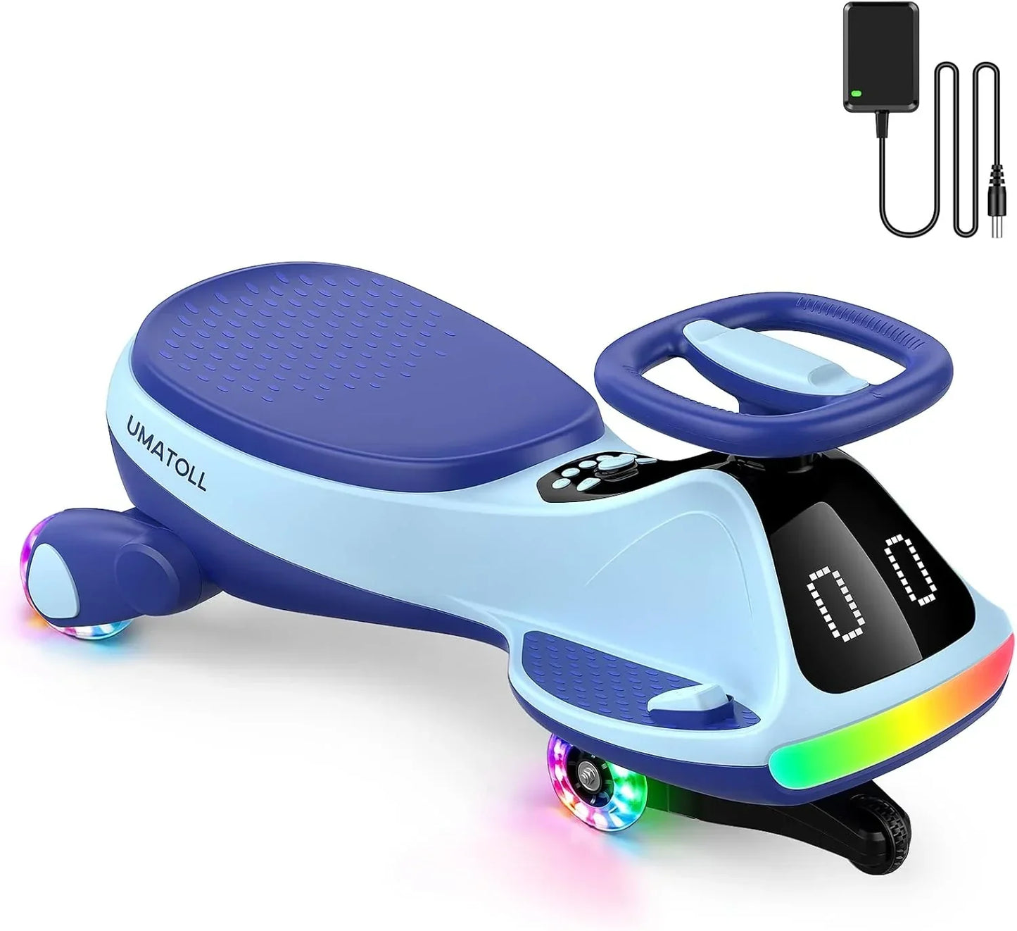 12V Electric Wiggle Car for Kids Ages 3+ | LED Lights, Bluetooth Music & Dual Ride Modes