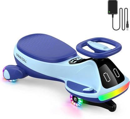 12V Electric Wiggle Car for Kids Ages 3+ | LED Lights, Bluetooth Music & Dual Ride Modes
