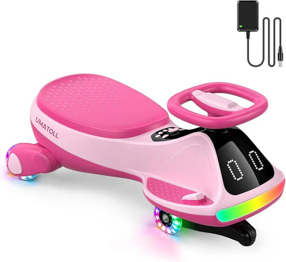 12V Electric Wiggle Car for Kids Ages 3+ | LED Lights, Bluetooth Music & Dual Ride Modes