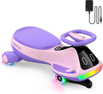 12V Electric Wiggle Car for Kids Ages 3+ | LED Lights, Bluetooth Music & Dual Ride Modes