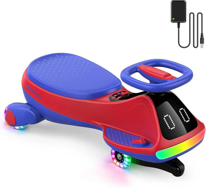 12V Electric Wiggle Car for Kids Ages 3+ | LED Lights, Bluetooth Music & Dual Ride Modes